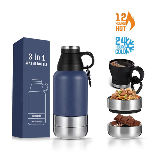 PetZone 3-i-1 Bærbar Hunde Vandflaske + Etui