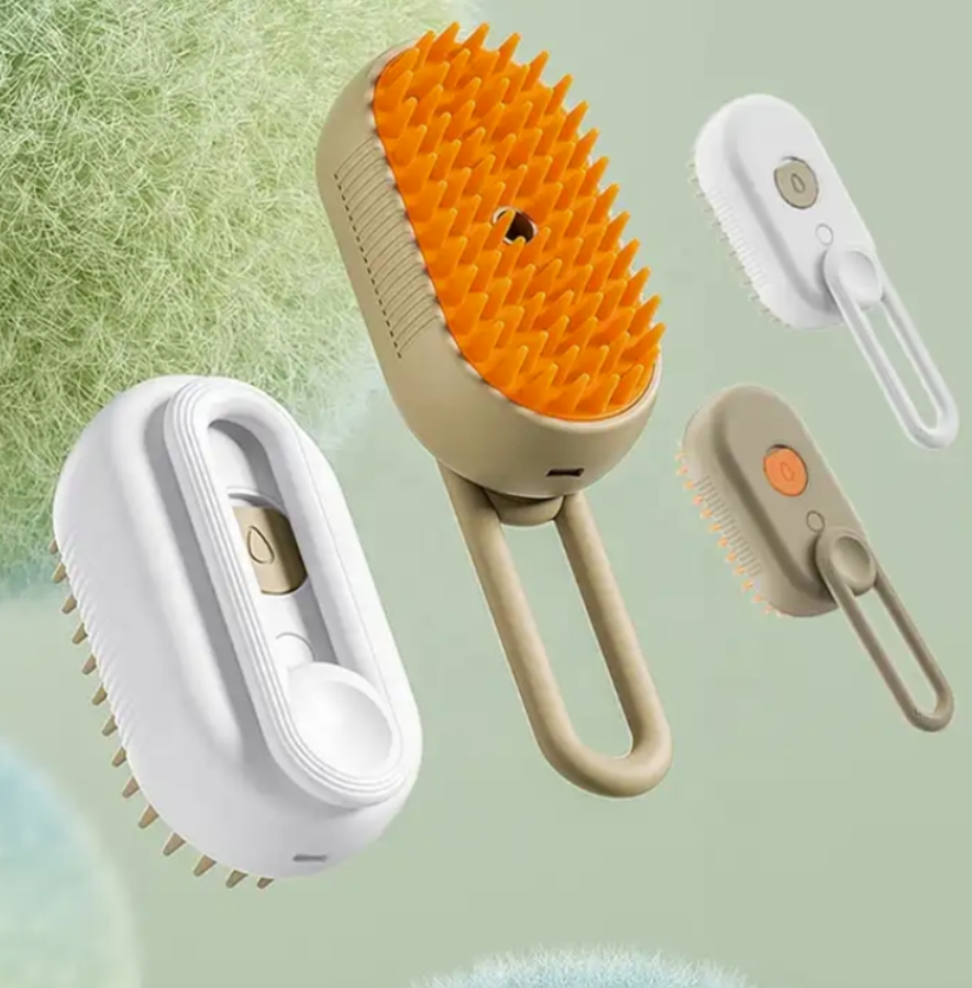 3-i-1 USB Kæledyrsmassage Hårfjerner - Pelsbørste til Katte – med Damp