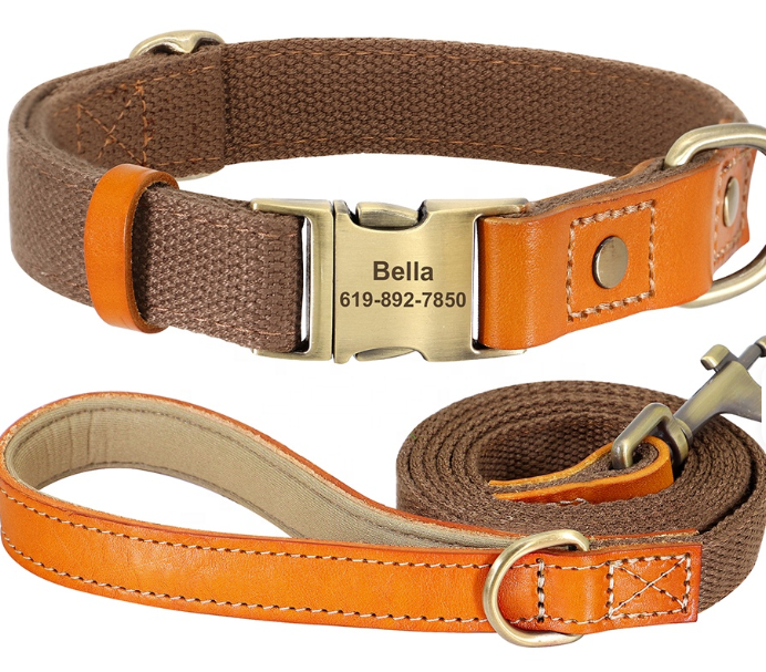 Kanvas & Læder Hundehalsbånd